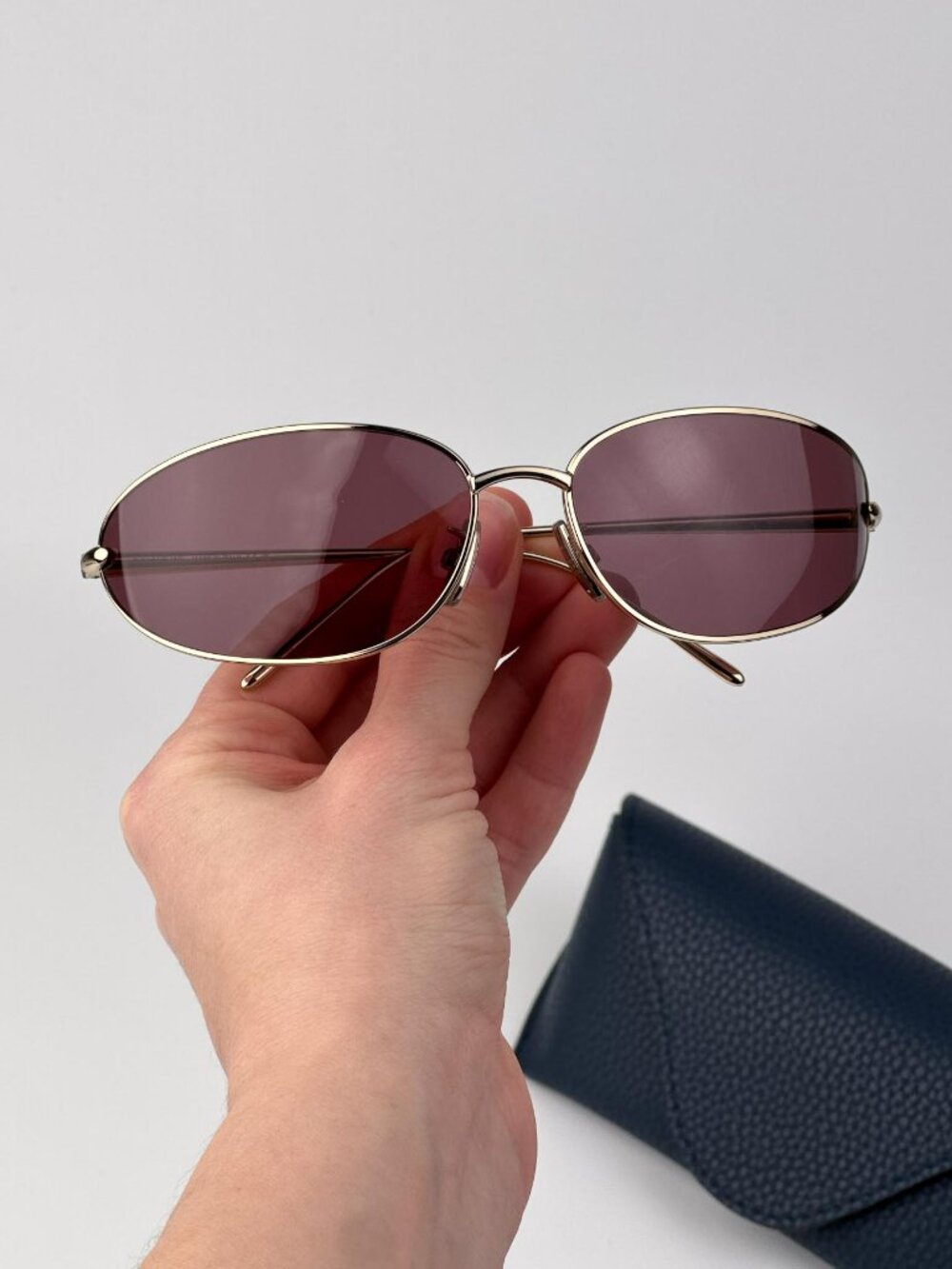 Loewe LW40164U 32U Wraparound Sunglasses Gold Frame Purple Lenses